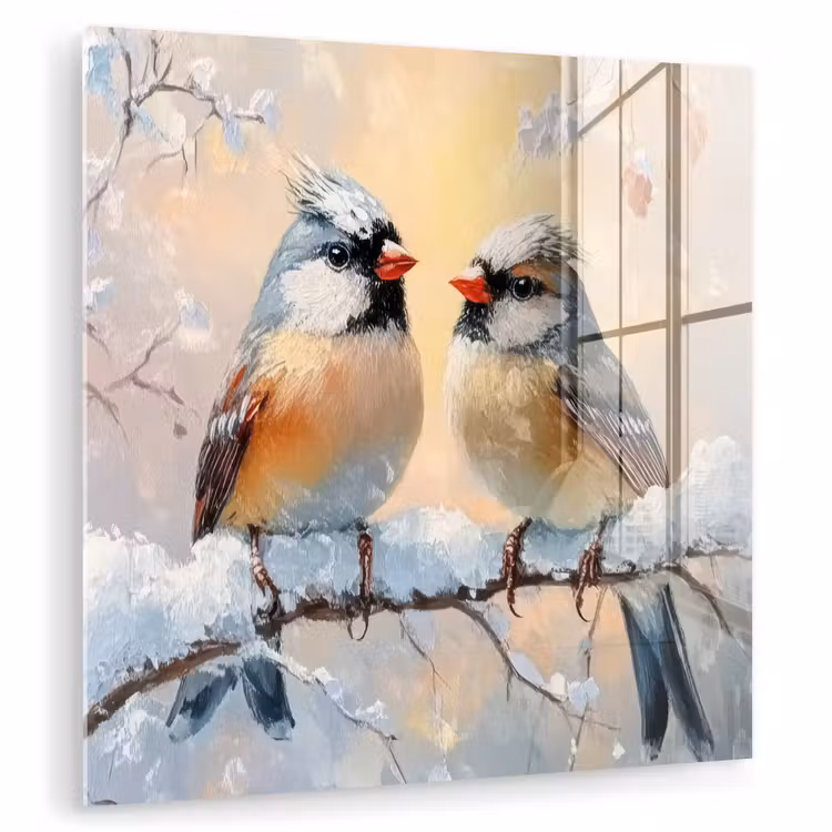 Vogels - Tak - Winter - Sneeuw plexiglas 5mm klein -zzzproduct_nieuw