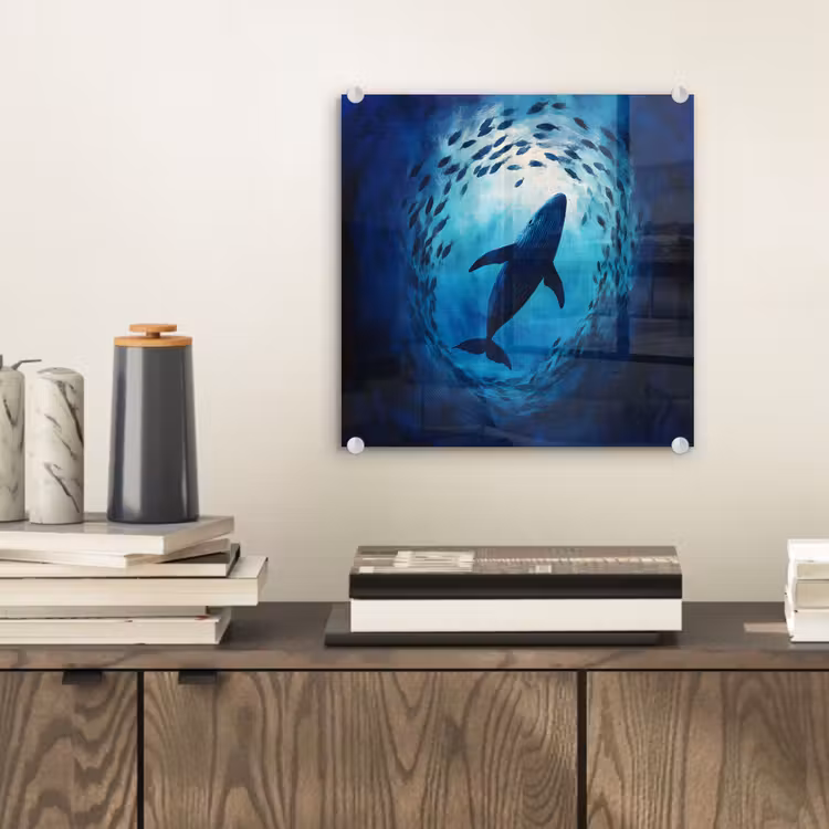 Walvis - Vissen - Donkerblauw plexiglas 5mm klein -sfeer1