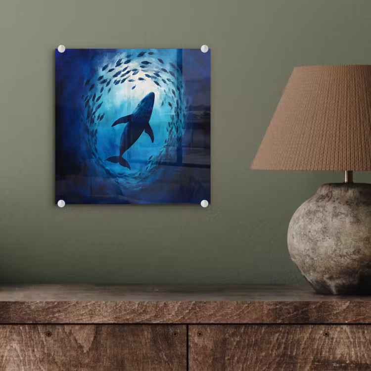 Walvis - Vissen - Donkerblauw plexiglas 5mm klein -sfeer3