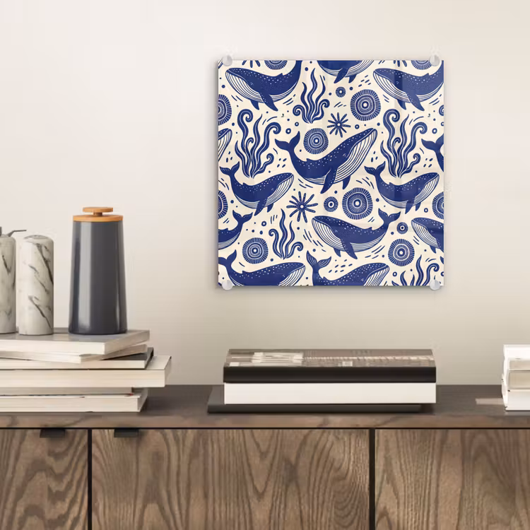 Walvis - Onderwater - Dieren - Abstract - Blauw plexiglas 5mm klein -sfeer1