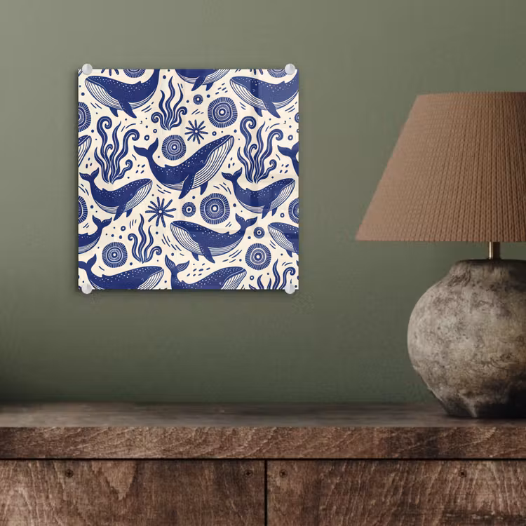Walvis - Onderwater - Dieren - Abstract - Blauw plexiglas 5mm klein -sfeer3
