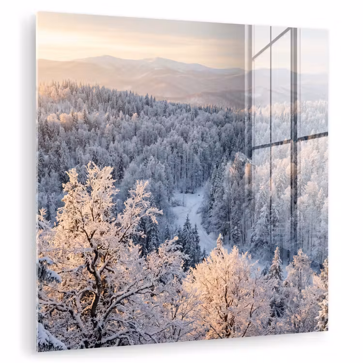 Bos - Bergen - Goud - Winter - Warm plexiglas 5mm klein -zzzproduct_nieuw