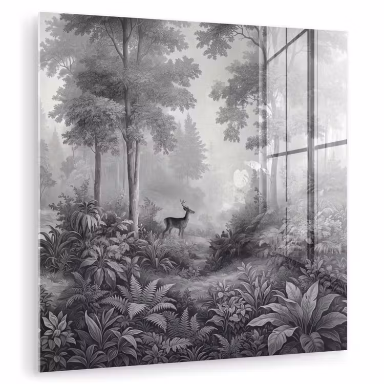 Bos - Hert - Zwart - Wit plexiglas 5mm klein -zzzproduct_nieuw