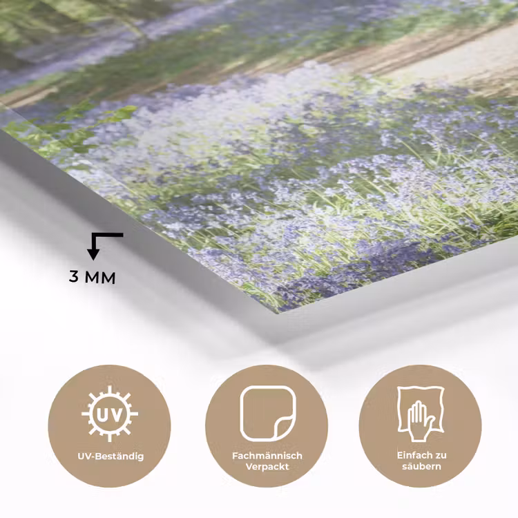 Bos - Pad - Bloemen - Paars - Groen - Natuur plexiglas 5mm klein -wsfeer2_DE