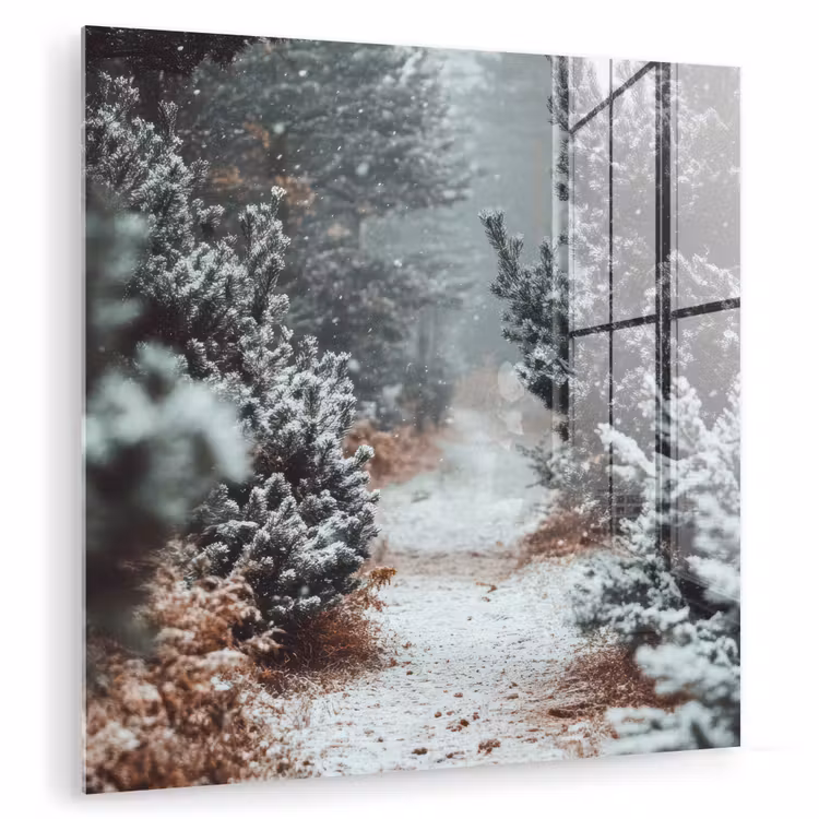 Bos - Winter - Bomen - Natuur - Pad - Sneeuw plexiglas 5mm klein -zzzproduct_nieuw