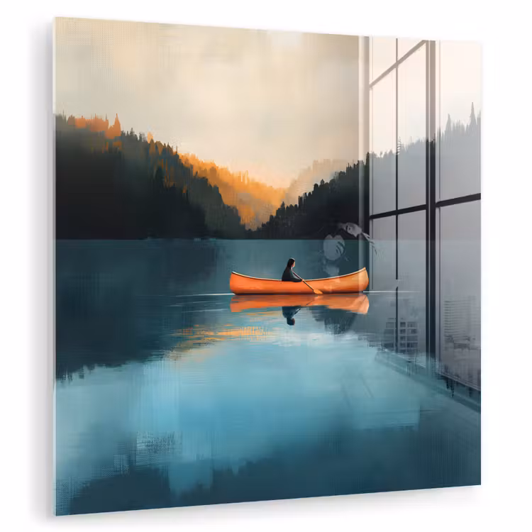 Bossen - Meer - Kano - Oranje plexiglas 5mm klein -zzzproduct_nieuw