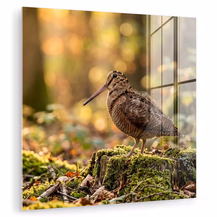 Houtsnip - Bos - Bladeren - Herfst - Gecamoufleerd plexiglas 5mm klein -zzzproduct_nieuw