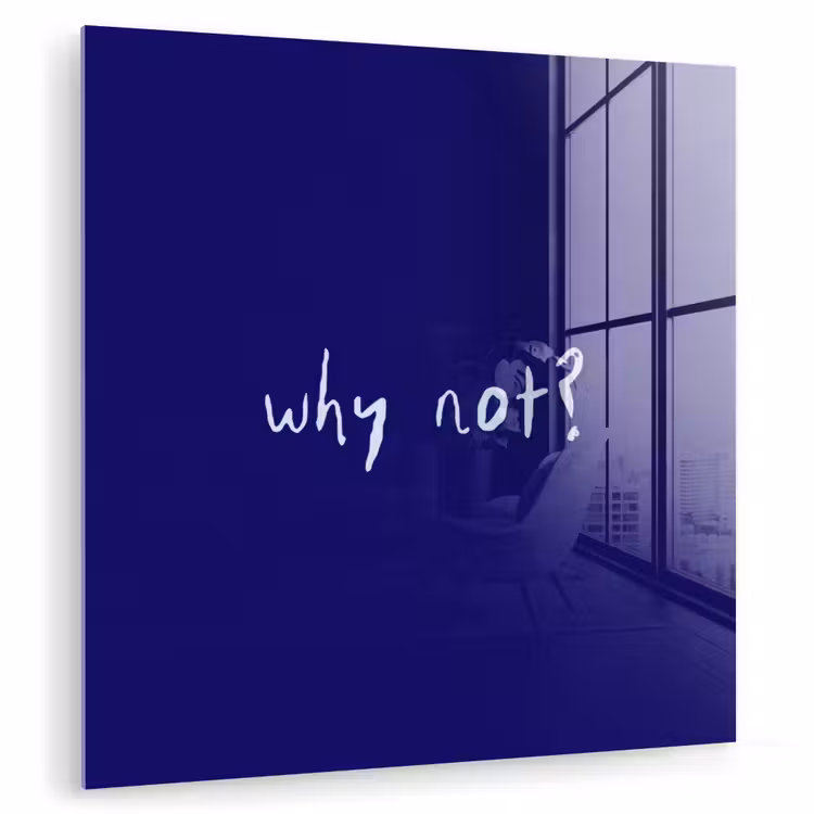 Why not - Blauw - Handgeschreven plexiglas 5mm klein -zzzproduct_nieuw