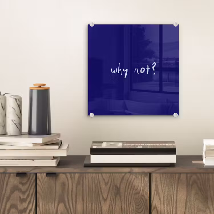 Why not - Blauw - Handgeschreven plexiglas 5mm klein -sfeer1