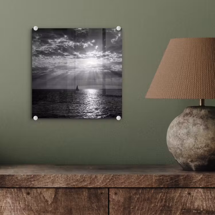 Water - Boot - Lucht - Natuur - Zwart-wit plexiglas 5mm klein -sfeer3