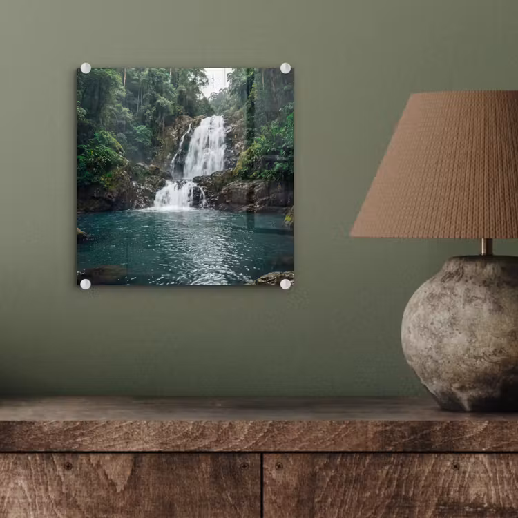 Waterfall - Forest - Nature - Greenkhgyguyg plexiglas 5mm klein -sfeer3