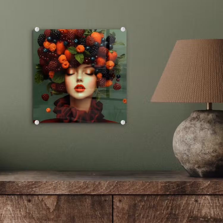 Vrouw - Aardbeien - Frambozen - Bramen - Bessen plexiglas 5mm klein -sfeer3