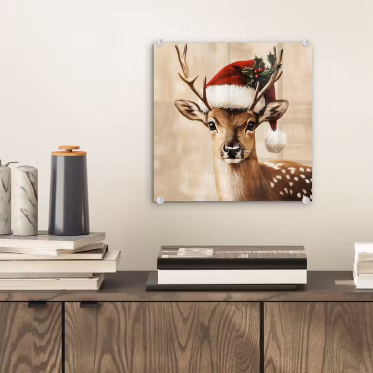 Kerst - Hert - Gewei - Rood plexiglas 5mm klein -sfeer1