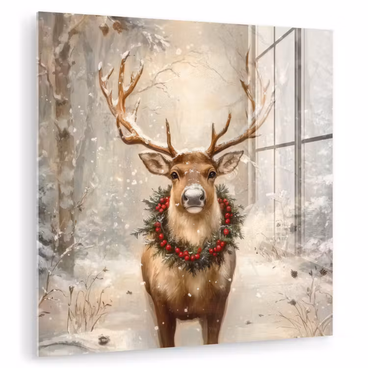 Kerst - Rendier - Winter - Krans plexiglas 5mm klein -zzzproduct_nieuw