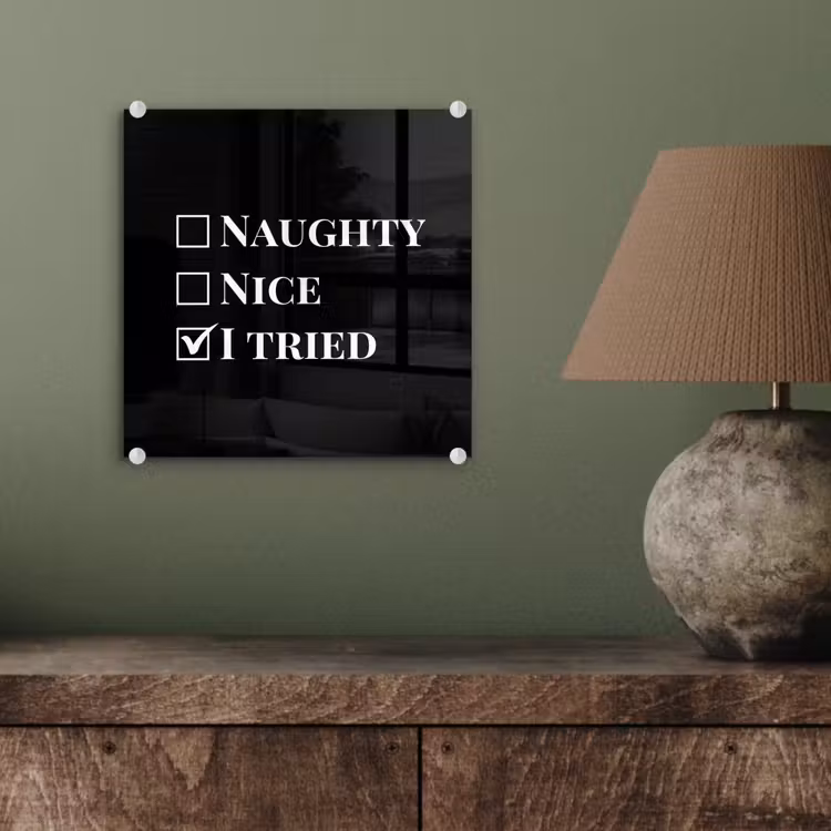 Kerst - Zwart - Wit - Quote - Grappig plexiglas 5mm klein -sfeer3
