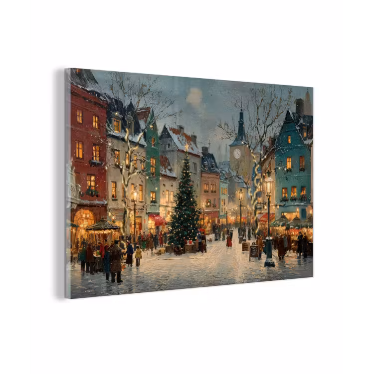 Kerstsfeer - Stadsplein - Kleurrijk plexiglas 5mm klein -zzzproduct_nieuw