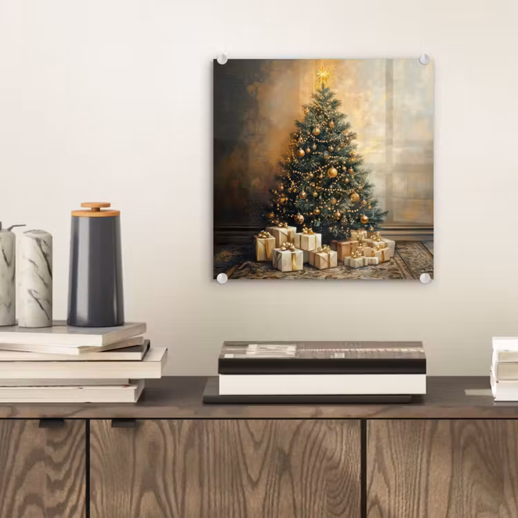 Kerstboom - Cadeaus - Goud plexiglas 5mm klein -sfeer1