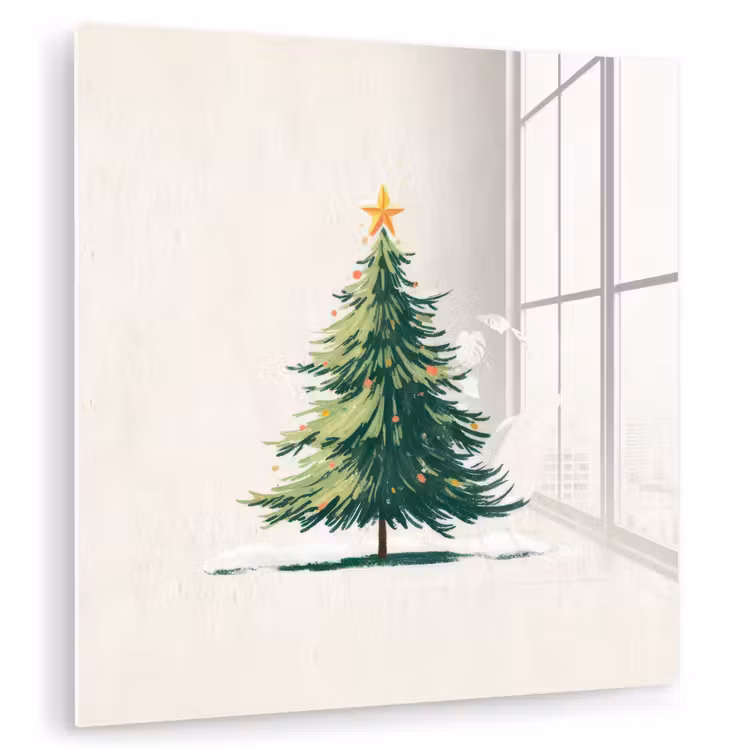 Kerstboom - Illustratie - Ster - Sneeuw plexiglas 5mm klein -zzzproduct_nieuw