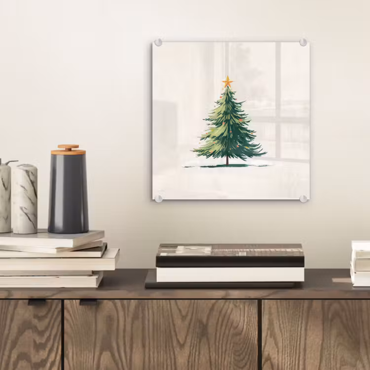 Kerstboom - Illustratie - Ster - Sneeuw plexiglas 5mm klein -sfeer1