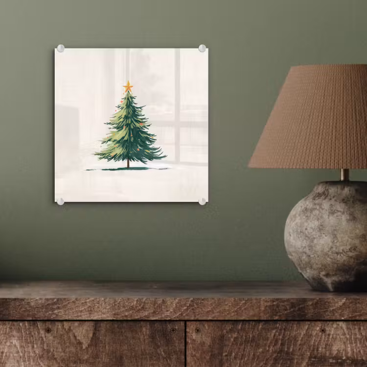 Kerstboom - Illustratie - Ster - Sneeuw plexiglas 5mm klein -sfeer3