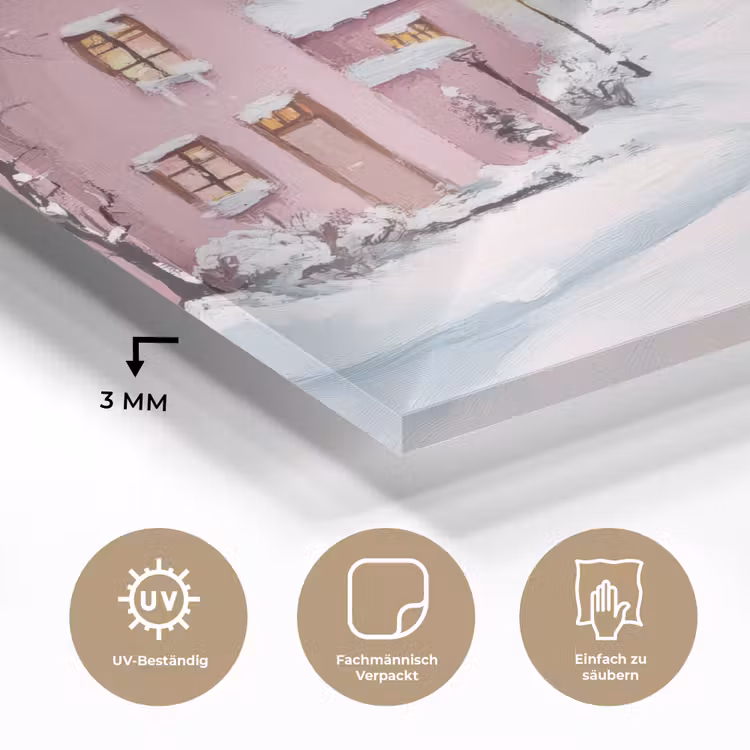 Kerstdorp - Roze - Winter - Sneeuw - Huizen plexiglas 5mm klein -wsfeer2_DE