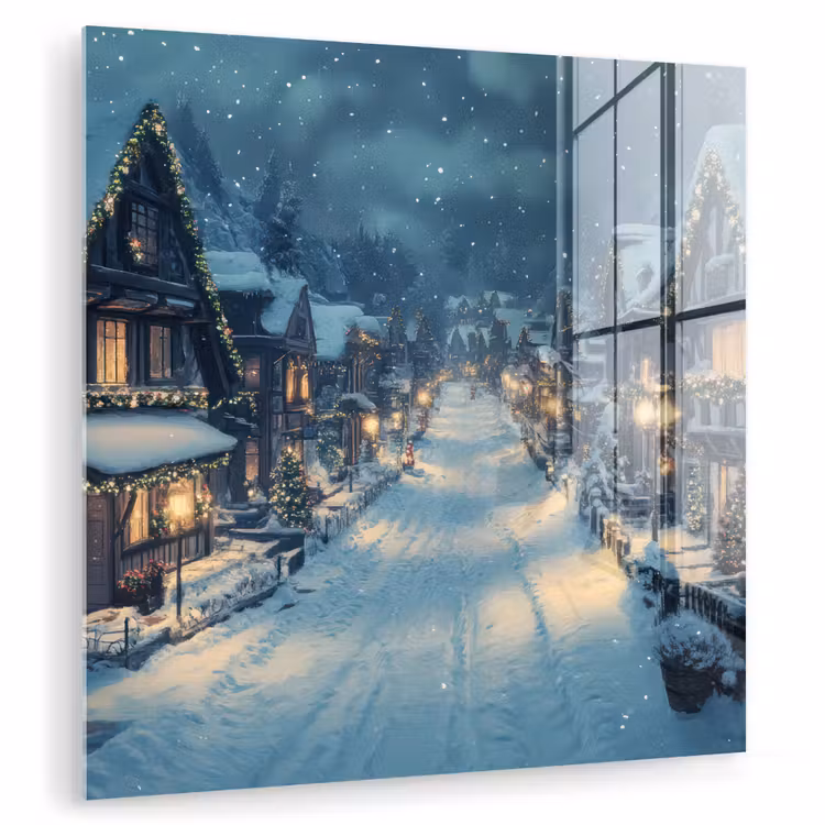 Kerstdorp - Kerst - Sneeuw - Winter plexiglas 5mm klein -zzzproduct_nieuw