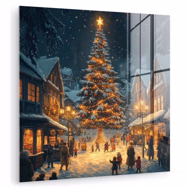 Kerstfeest - Dorp - Donker plexiglas 5mm klein -zzzproduct_nieuw