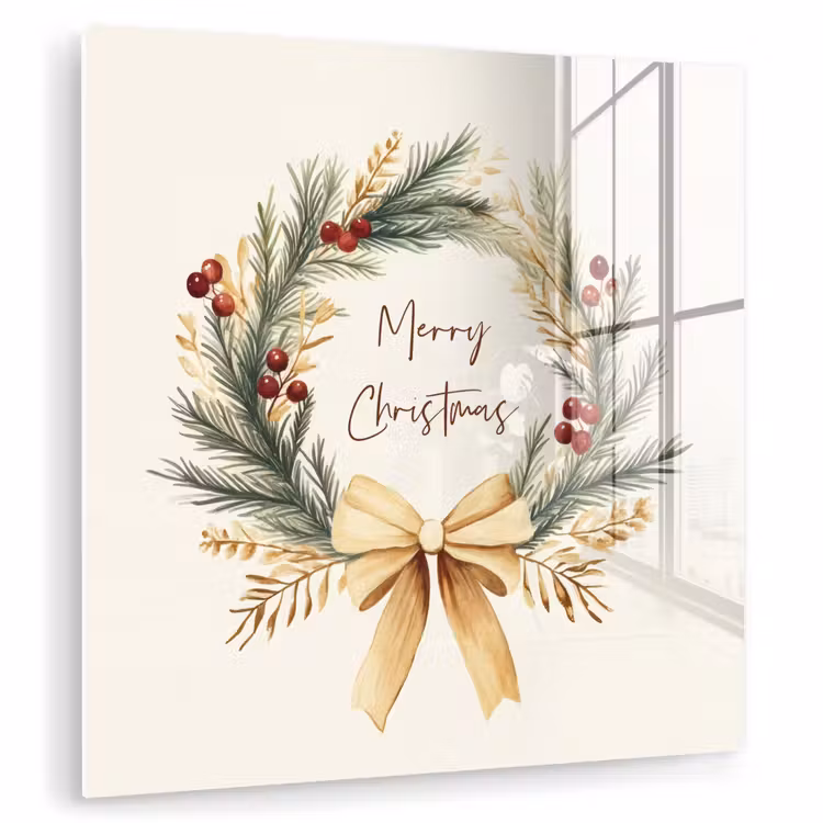 Kerstkrans - Kerst - Goud - Beige plexiglas 5mm klein -zzzproduct_nieuw