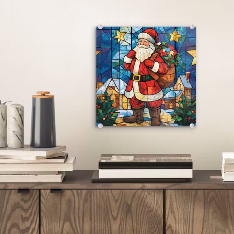 Kerstman - Glas - Kleurrijk plexiglas 5mm klein -sfeer1