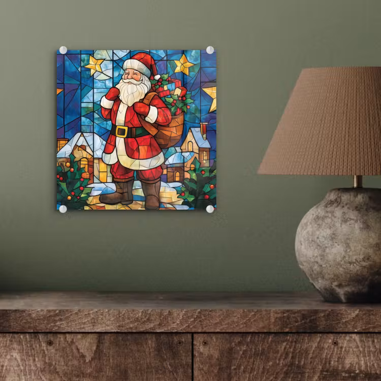 Kerstman - Glas - Kleurrijk plexiglas 5mm klein -sfeer3