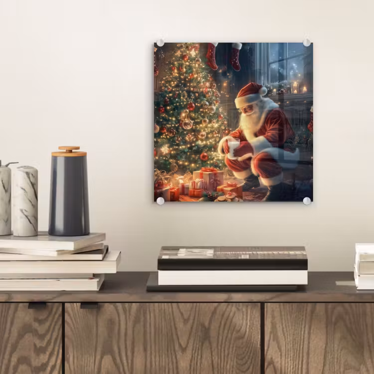 Kerstman - Haard - Donker plexiglas 5mm klein -sfeer1