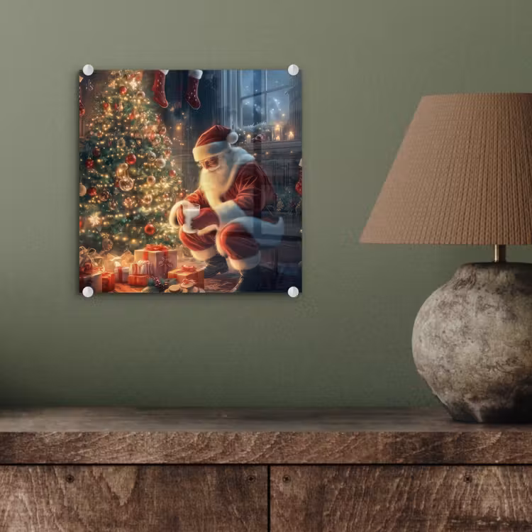 Kerstman - Haard - Donker plexiglas 5mm klein -sfeer3