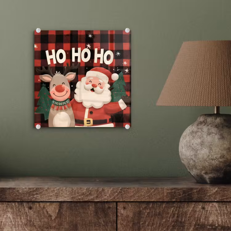 Kerstman - Rendier - Tekst - Rood - Zwart plexiglas 5mm klein -sfeer3