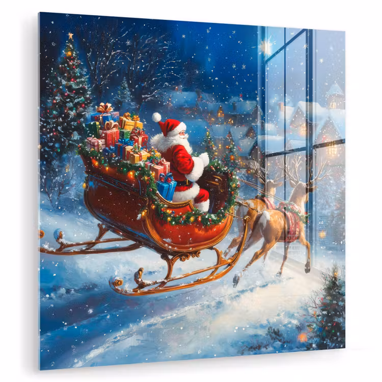 Kerstman - Rendier - Kerst - Sneeuw plexiglas 5mm klein -zzzproduct_nieuw
