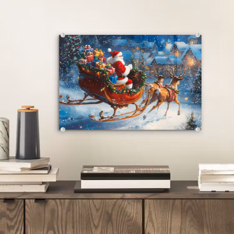 Kerstman - Rendier - Kerst - Sneeuw plexiglas 5mm klein -sfeer1