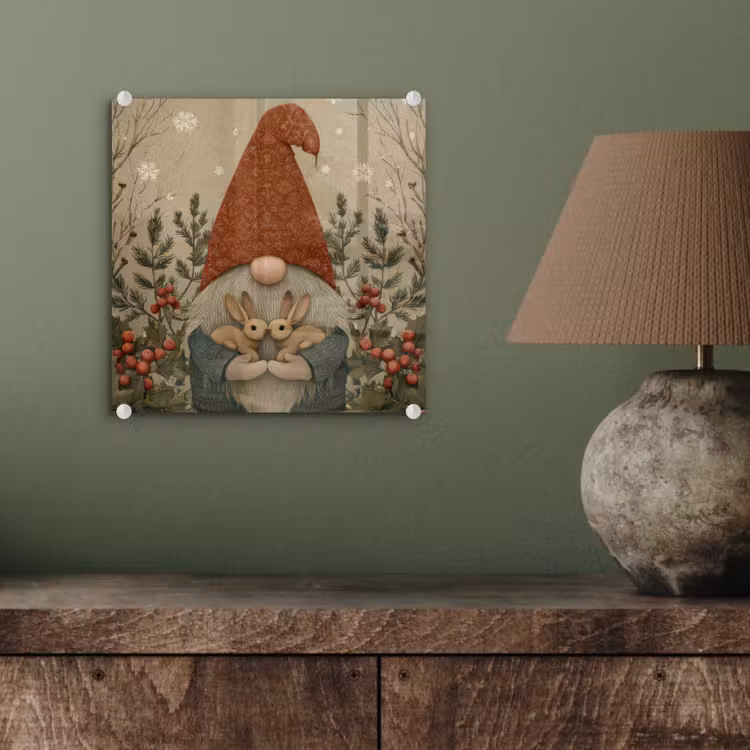 Kerstgnome - Konijntjes - Kleurrijk plexiglas 5mm klein -sfeer3