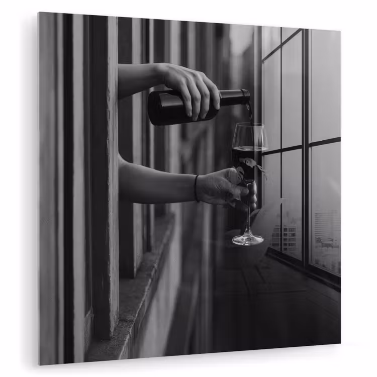 Wijnfles - Glas - Handen - Raam plexiglas 5mm klein -zzzproduct_nieuw