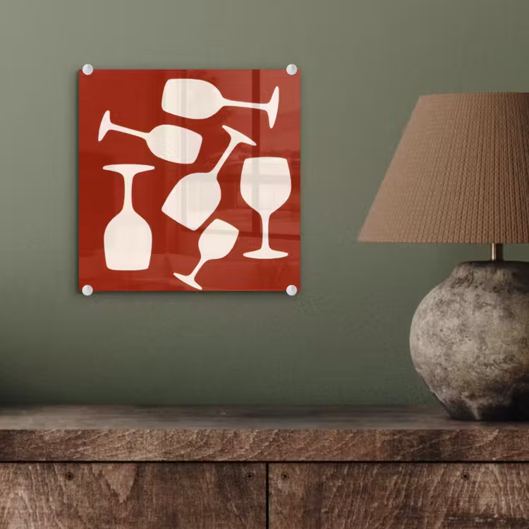 Wijnglazen - Silhouetten - Wit plexiglas 5mm klein -sfeer3