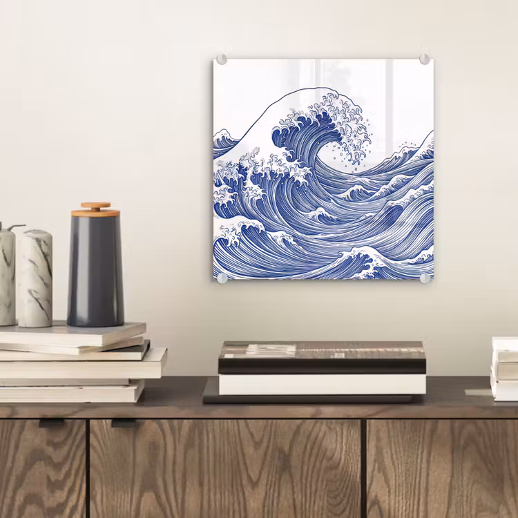 Golf - Japans - Zee - Illustratie - Blauw plexiglas 5mm klein -sfeer1
