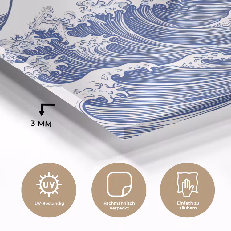 Golf - Japans - Zee - Illustratie - Blauw plexiglas 5mm klein -wsfeer2_DE