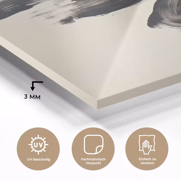 Golven - Penseelstreken - Beige - Minimalistisch plexiglas 5mm klein -wsfeer2_DE