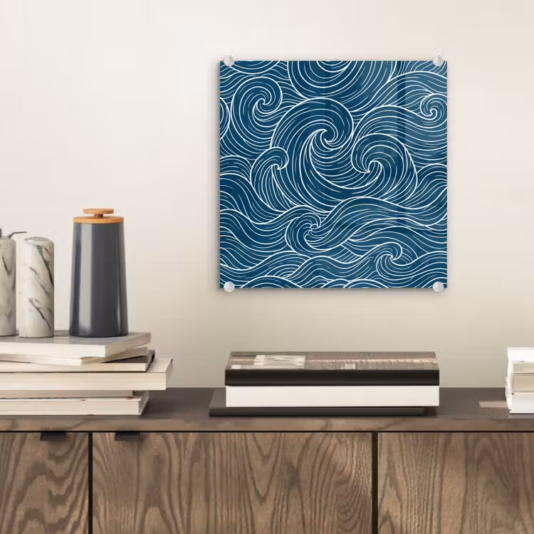 Golven - Spiraal - Water - Abstract - Blauw plexiglas 5mm klein -sfeer1