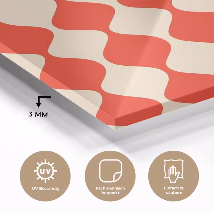 Golvend patroon - Retro - Rood - Beige plexiglas 5mm klein 11 -wsfeer2_DE