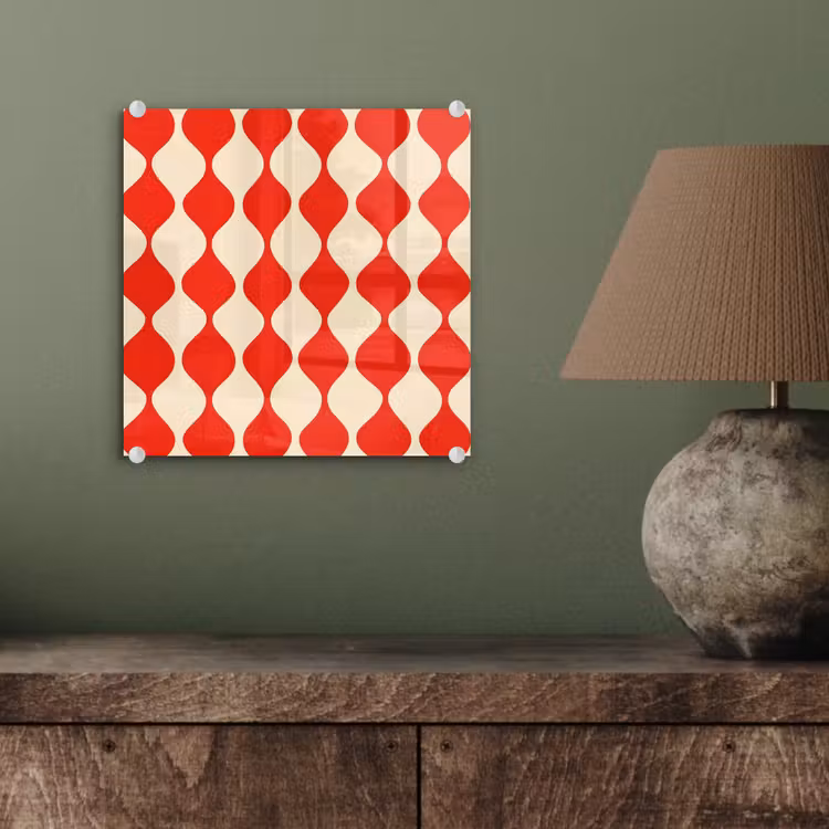 Golvend patroon - Retro - Rood - Beige plexiglas 5mm klein 11 -sfeer3
