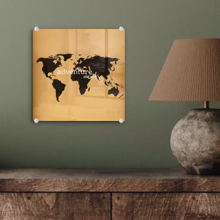 Wereldkaart - Adventure - Beige plexiglas 5mm klein -sfeer3