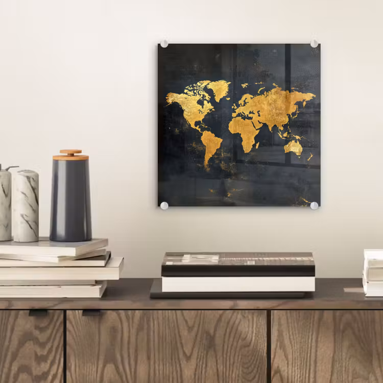 Wereldkaart - Ouderdom - Zwart plexiglas 5mm klein -sfeer1
