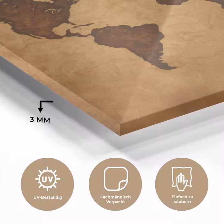 Wereldkaart - Uitgesneden perkament plexiglas 5mm klein -wsfeer2_DE