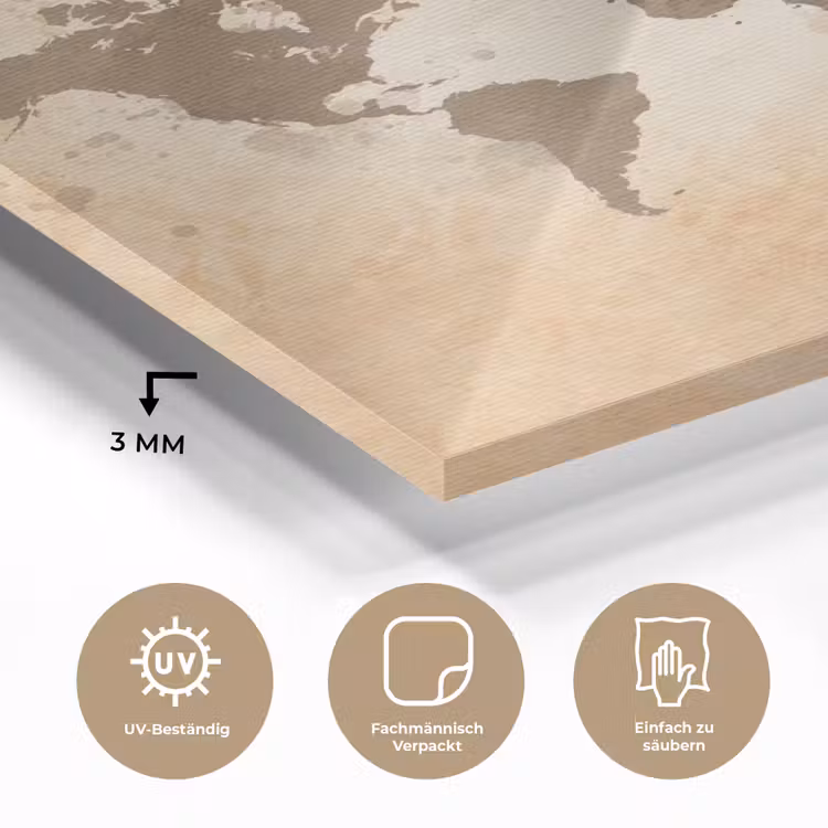 Wereldkaart - Beige - Bruin plexiglas 5mm klein -wsfeer2_DE