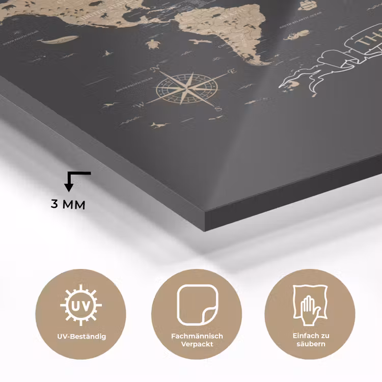 Wereldkaart - Beige - Zwart plexiglas 5mm klein -wsfeer2_DE