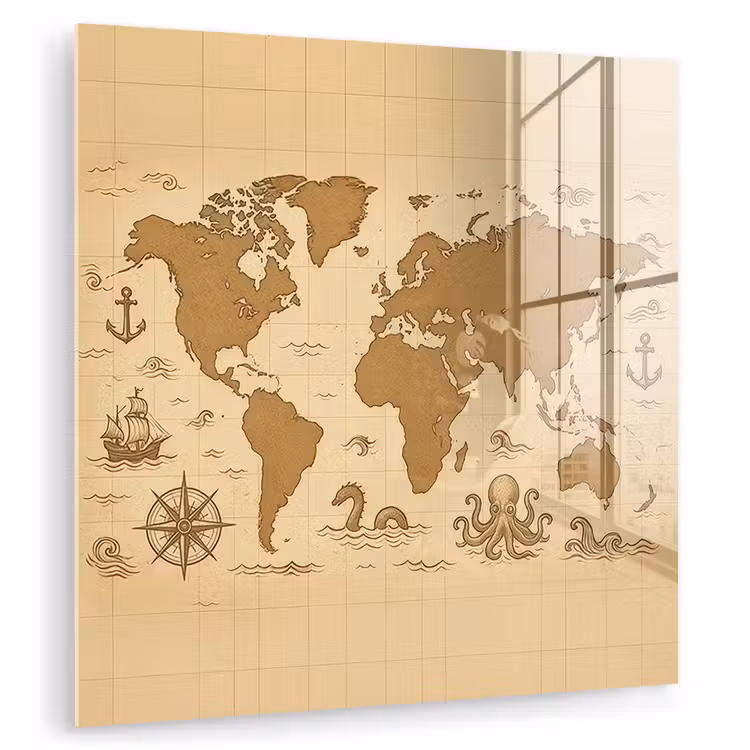 Wereldkaart - Decoratief - - Avontuurlijk plexiglas 5mm klein -zzzproduct_nieuw